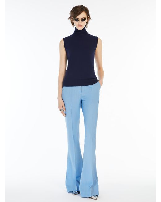 Sportmax Blue Ardenza Roll Neck Sleeveless Vest