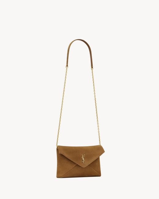 Saint Laurent White Cassandre Small Chain Pouch