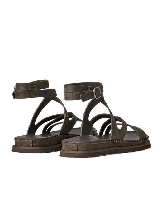 Ugg Black Goldengaze Embossed Ankle-Strap Flat Sandals
