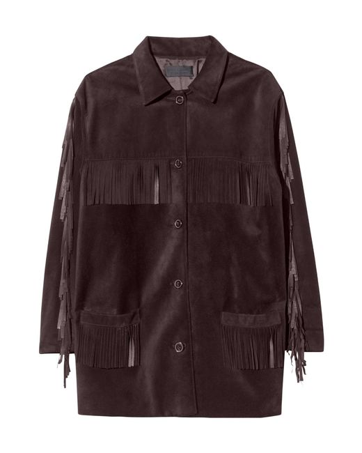 Nili Lotan Purple Foudre Fringed Suede Jacket