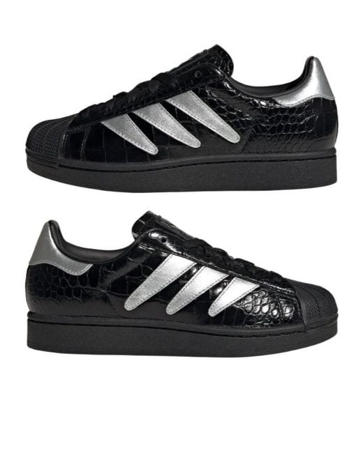 Adidas Black Superstar Ii W Striped Lace-Up Sneakers