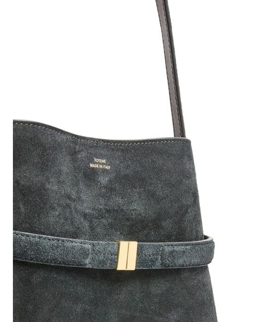 Totême Black Belted Suede Bucket Bag