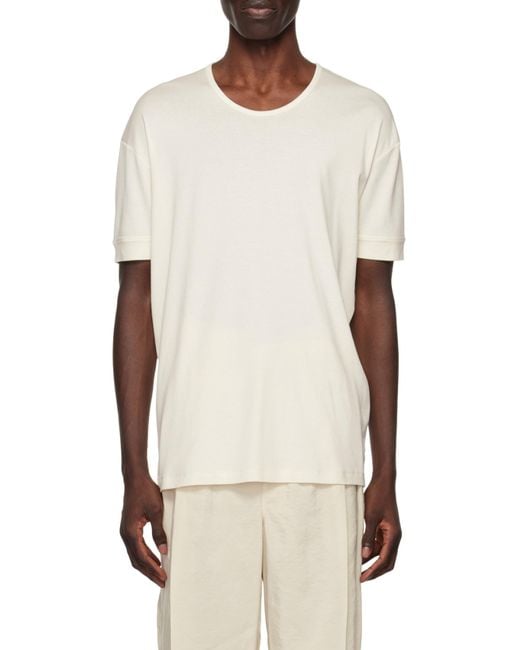 Lemaire White Short-Sleeved Crewneck T-Shirt for men