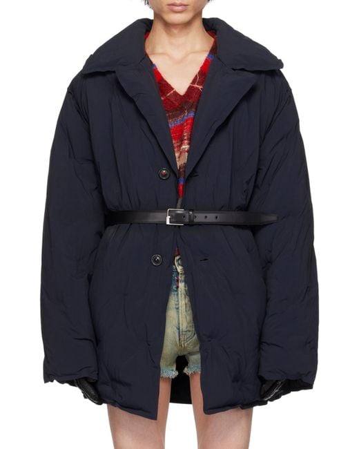 Maison Margiela Black Four-Stitch Detailed Padded Coat for men