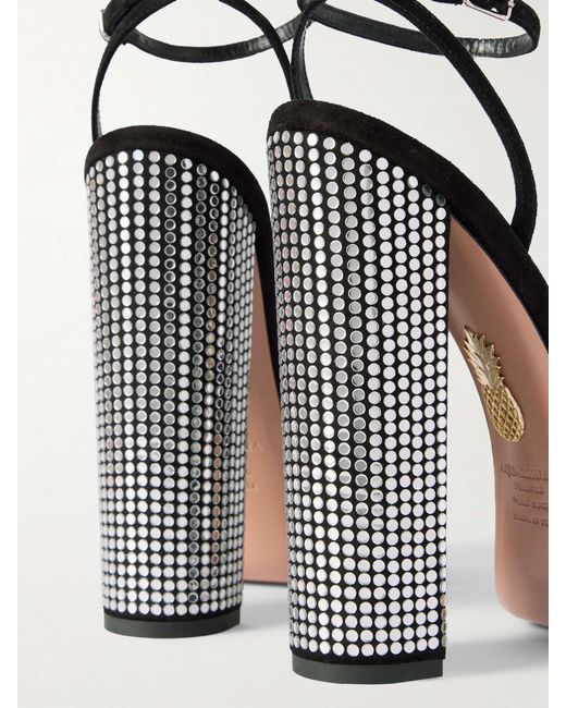 Aquazzura White Night Fever 140 Suede Platform Sandals