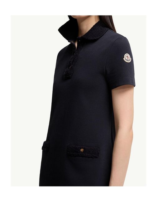 Moncler Blue Cotton Piquet Polo Mini Dress