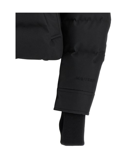 McQueen Black High-Neck Cropped Down Jacket