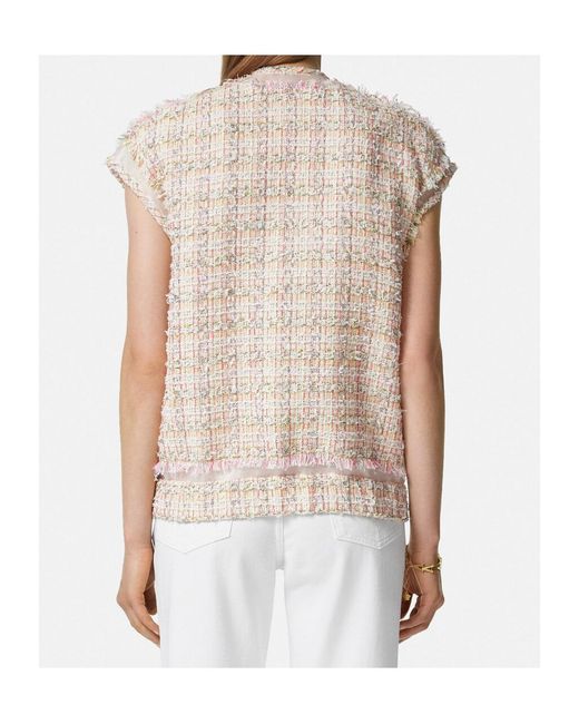 Versace Natural Button-Up Tweed Gilet