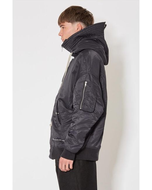 Rick Owens Black Logo-Patch Hooded Jacket for men