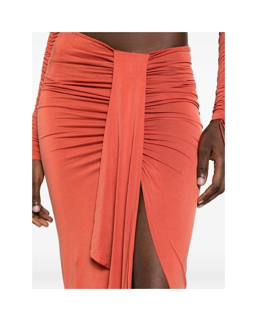 Balmain Red Asymmetrical Designed Draped Skirt