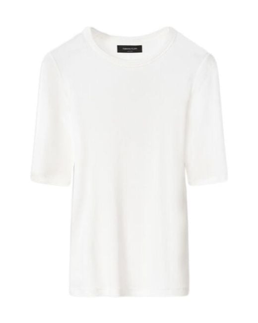 Fabiana Filippi White Cut-Out Crewneck Ribbed Top
