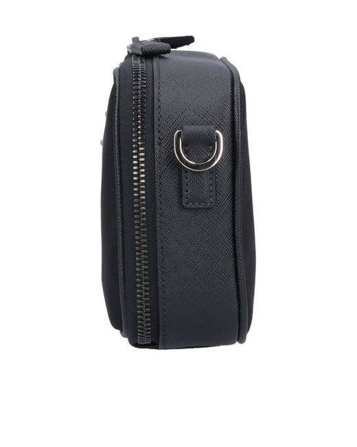 Prada Black Logo Plaque Brique Zipped Messenger Bag for men