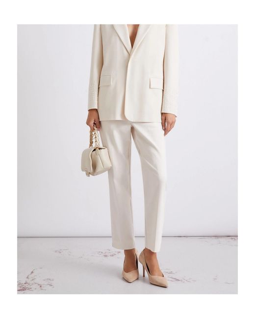 Marella White Stretch Cotton-Blend Trousers