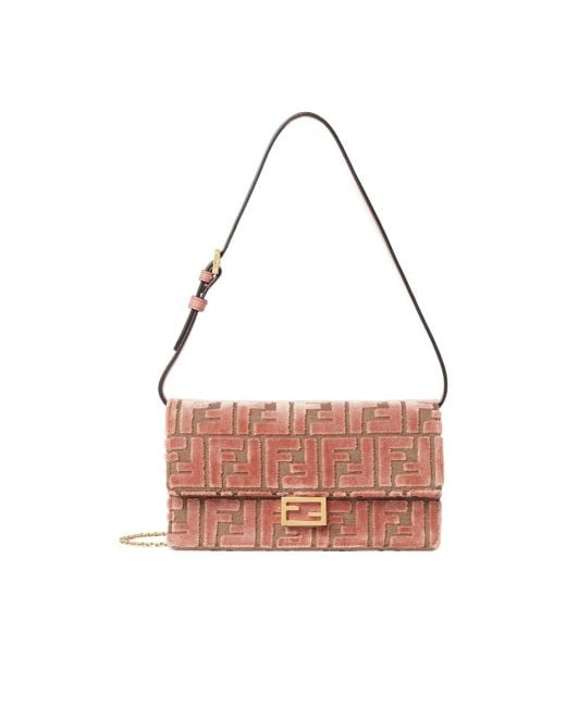 Fendi Pink Baguette Chained Wallet