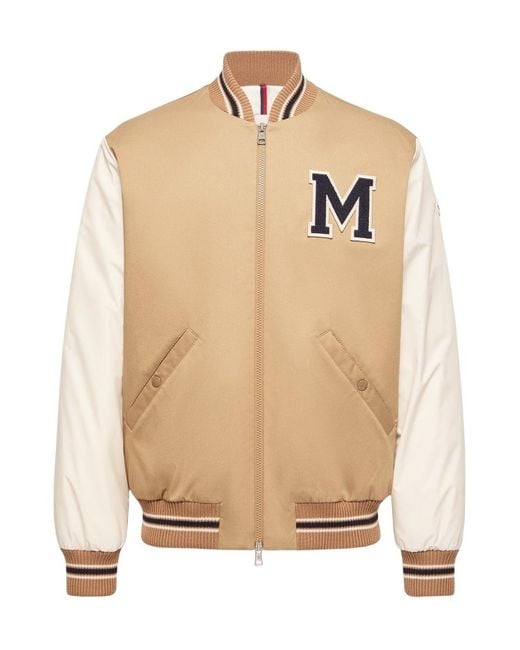 Moncler Natural Oreane Cotton Blend Varsity Down Jacket for men