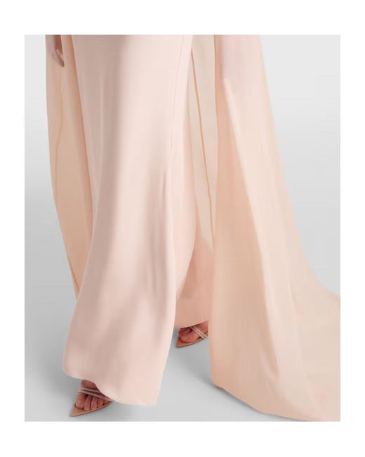 Roland Mouret Pink Embellished Caped Gown