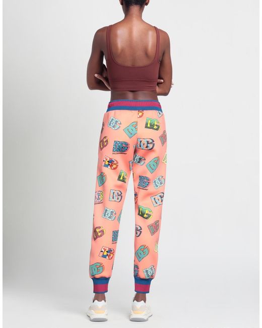 Dolce & Gabbana Orange Printed Drawstring Casual Pants