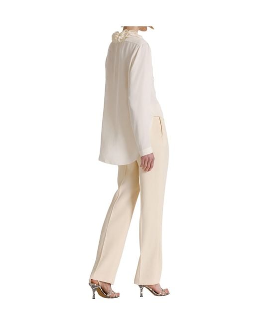 Alberta Ferretti White Fluid Blouse With Sculptural Ruffled Collar