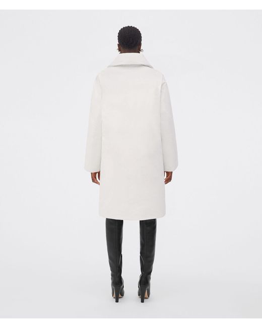 Bottega Veneta White Long Down Jacket With Belt