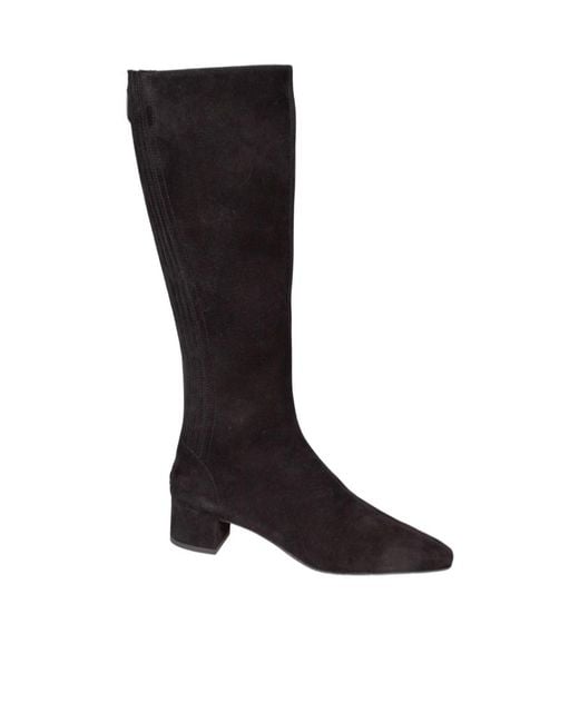 Aquazzura Black Square-Toe Knee High Boots