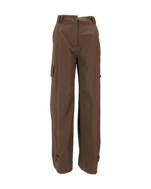 P.A.R.O.S.H. Brown Cargo Button Trousers