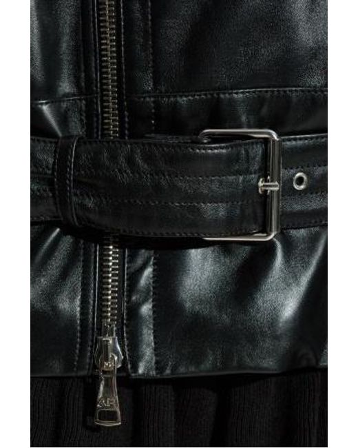 Alessandra Rich Black Long-Sleeved Leather Jacket