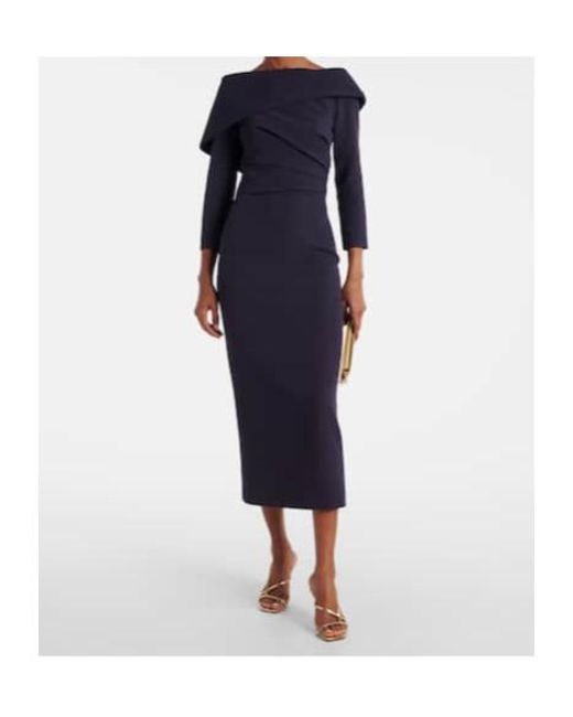 Safiyaa Blue Off-Shoulder Crêpe Midi Dress