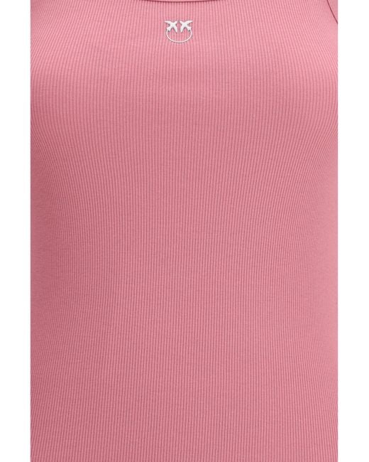 Pinko Pink Multicolor Cotton Sleeveles T