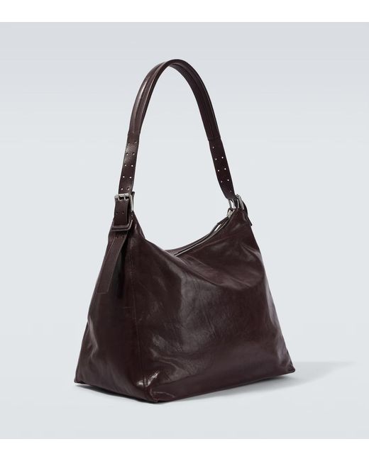 Lemaire Brown Zippered Leather Shoulder Bag for men