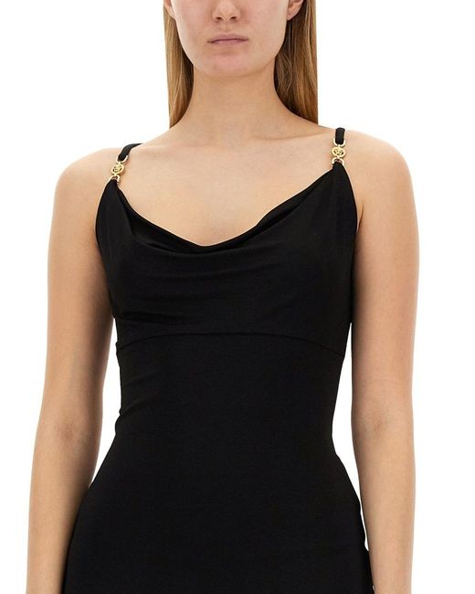 Versace Black Sleeveless Cowl-Neck Midi Dress