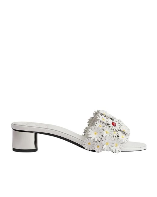 Dior White Bloom Heeled Slide