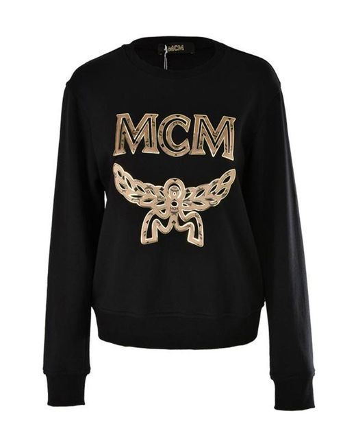 MCM Black Round Collar Long Sleeve Sweater