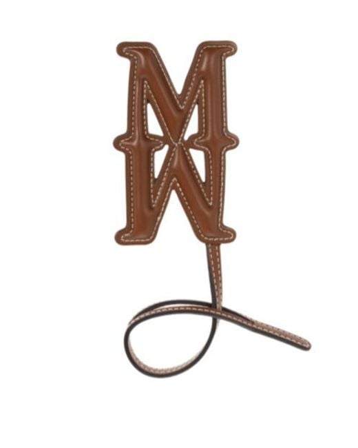 Max Mara Brown Logo Leather Charm