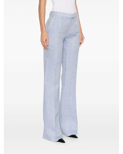 Etro Blue Two Side Pockets Linen Tailored Trousers