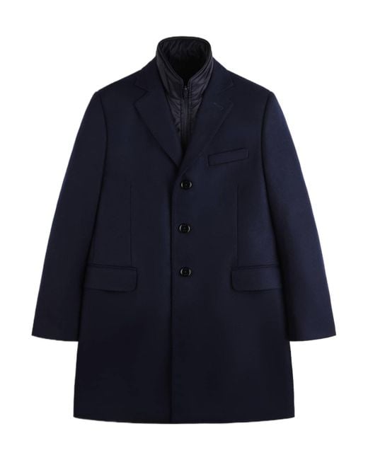 Fay Blue Layered Straight Hem Coat for men