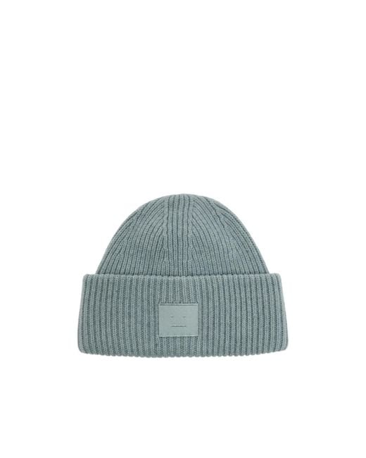 Acne Blue Pana Face Wool-Blend Beanie
