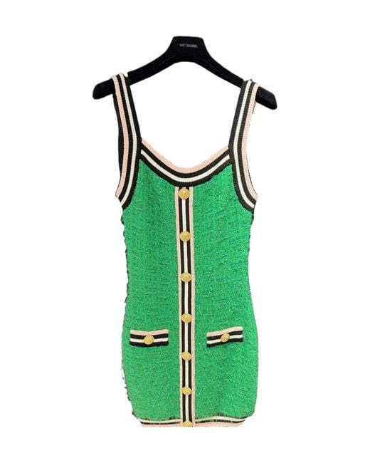 Balmain Green Suspender Mini Dress