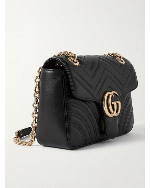 Gucci Black Gg Marmont Medium Shoulder Bag