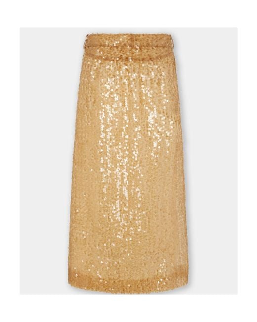 Rabanne Natural Sequin-Embroidered Skirt