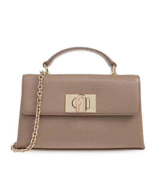 Furla Brown 1927 Chain-Linked Mini Tote Bag