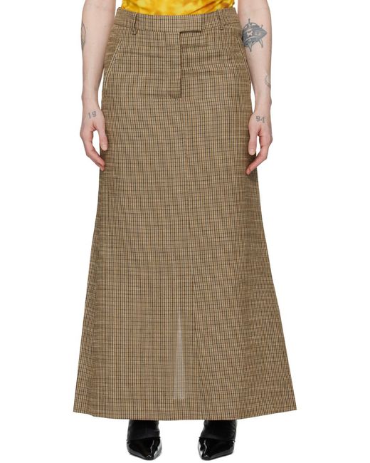 Acne Natural Checked Maxi Skirt