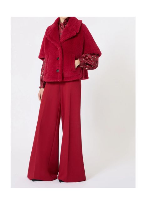 Max Mara Red Short-Sleeved Button-Up Coat