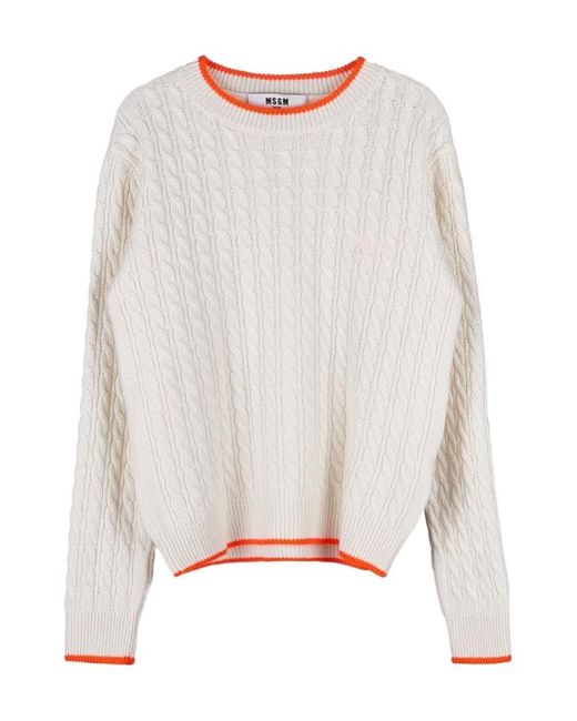 MSGM White Long-Sleeved Sweater