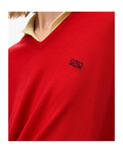 Loewe Red Asymmetric Silhouette Knitted Jumper