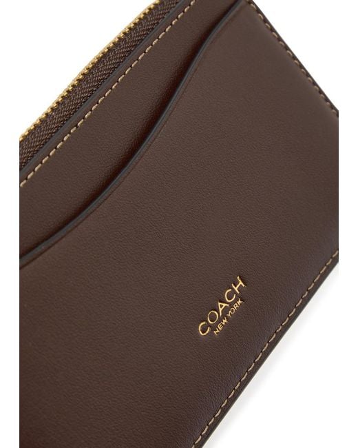 COACH Brown New York Leather Card Holder