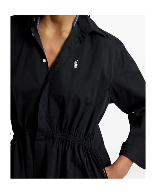 Polo Ralph Lauren Black Long-Sleeve Cotton Mini Dress