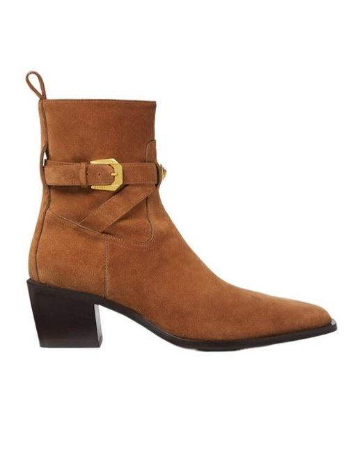 Versace Brown Block Heeled Zipped Ankle Boots for men