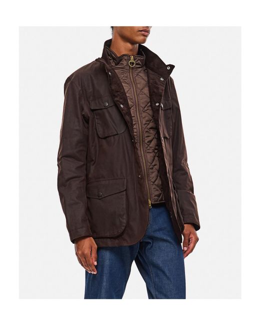 Barbour Brown Logo Embroidered High-Neck Jacket for men
