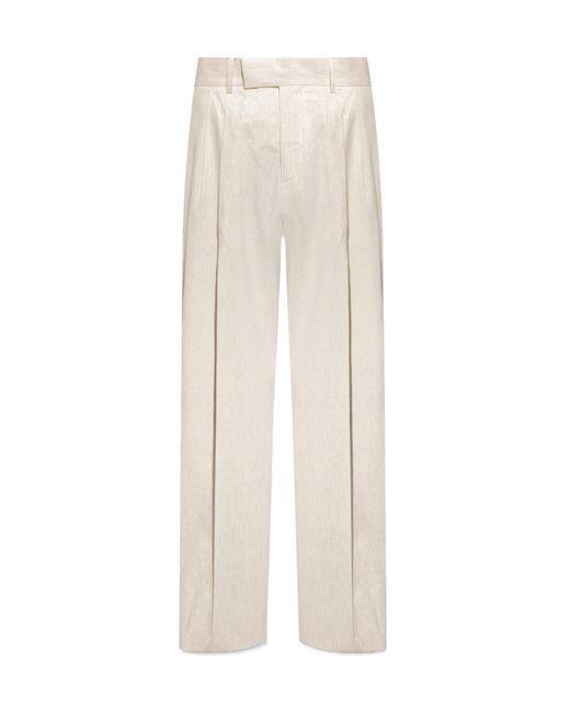 Amiri White Pleat Front High-Waist Wide-Leg Trousers for men
