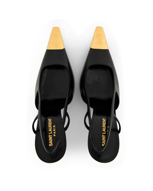 Saint Laurent White Open-Heel Slingbacks